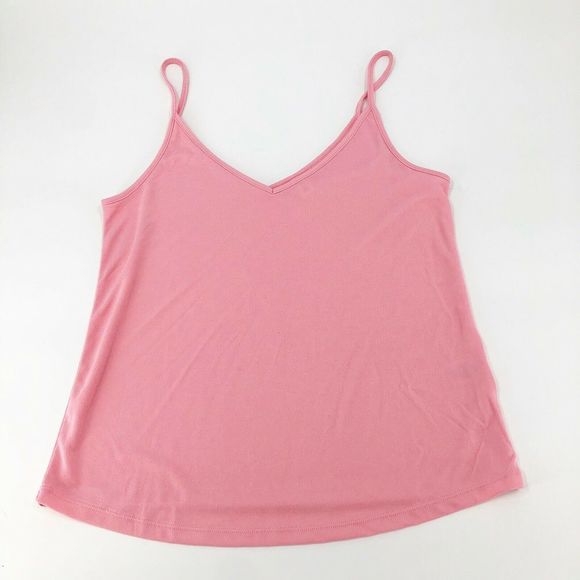 💕BP Women Top XS Pink Double V-Neck Sleeveless Tank Top Modal Blend Casual Basic - Picture 1 of 6